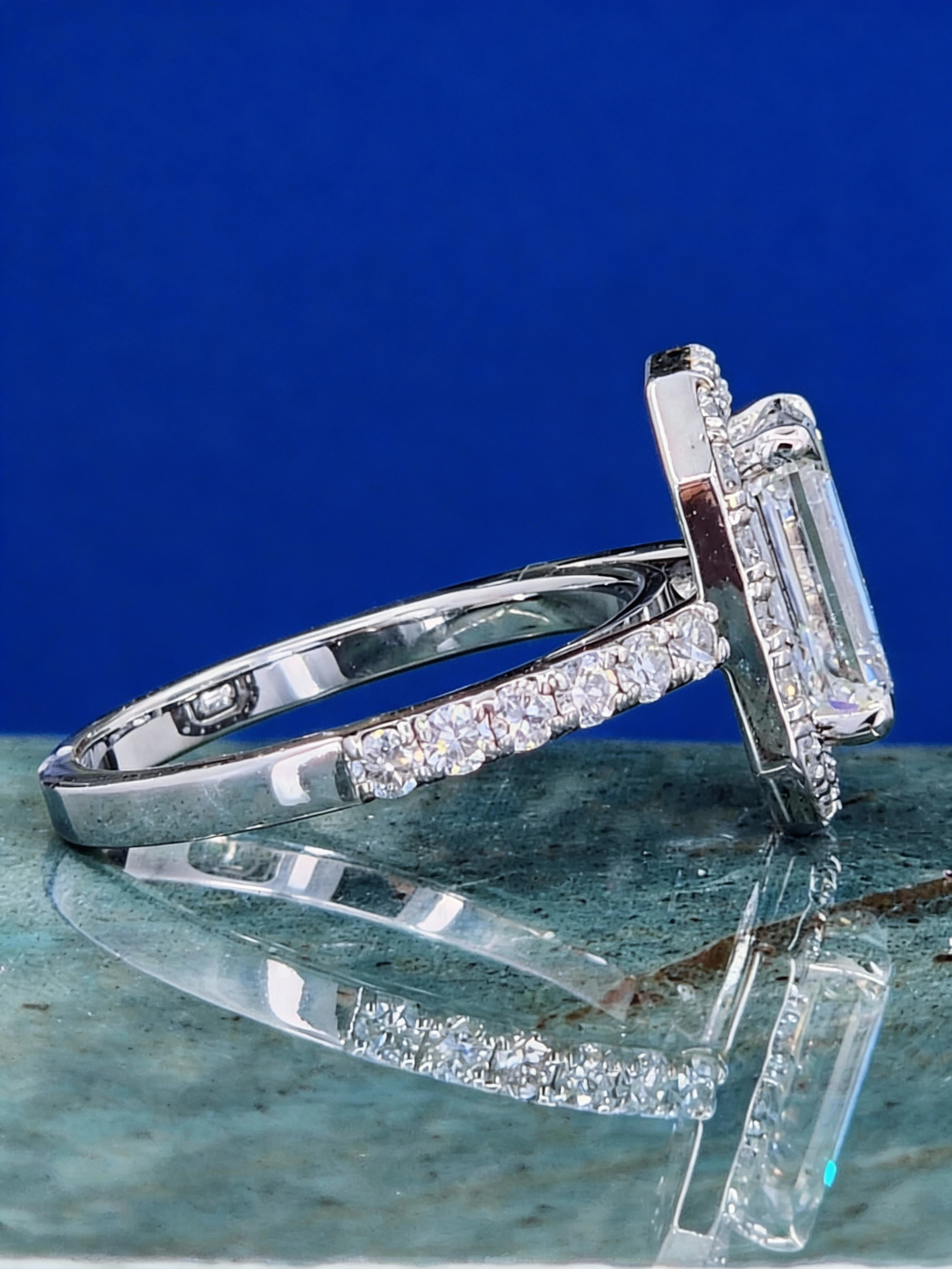Emerald Cut Lab Grown Halo Band Diamond