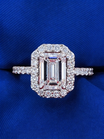 Emerald Cut Lab Grown Halo Band Diamond